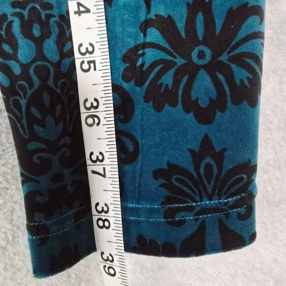 Chicos Womens Sz L Zenergy Leggings Velour Soft Comfy Stretch Lounge Bohemian - Picture 5 of 9